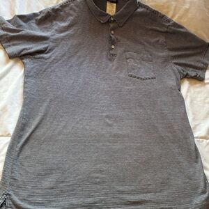 Patagonia Organic Cotton Polo Shirt XL Navy White Stripe Short Sleeve Pocket